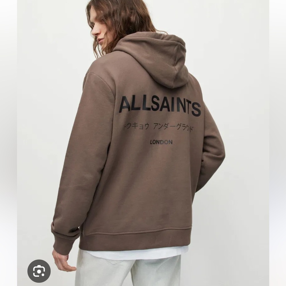 ALL SAINTS Men’s Underground Oversized Pullover Hoodie Sweatshirt Brown